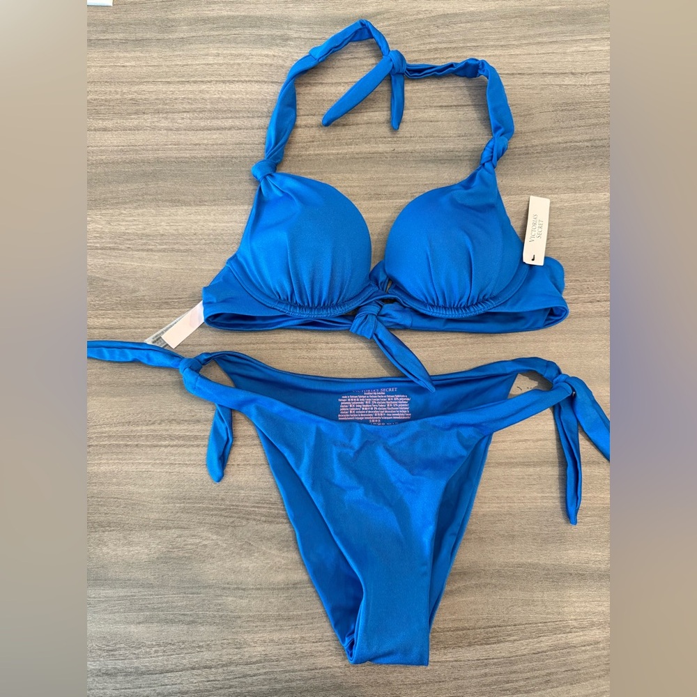 VICTORIA'S SECRET SWIM SET Side-Tie Brazilian Bottom + Sexy Tee Push-Up Top